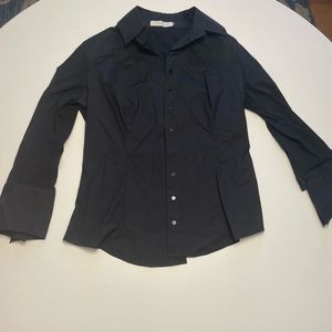 Anne Fontaine Black Button Down Dress Shirt with Stretch Back S